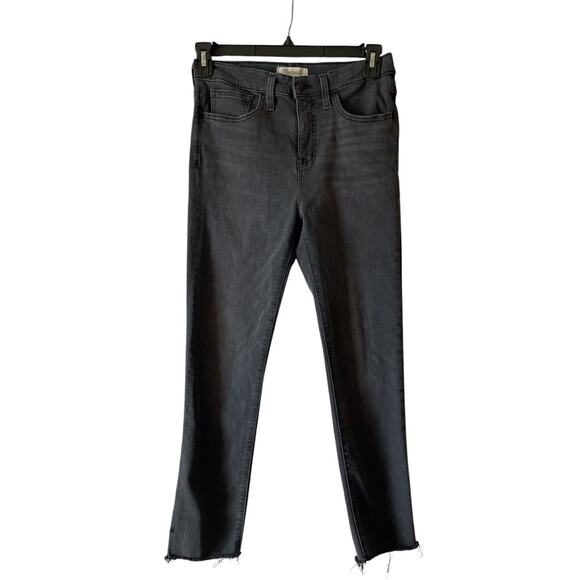 Madewell Cropped Jeans Women’s Size 29 Black/Charcoal Mid-Rise Skinny Raw Hem - Picture 1 of 13
